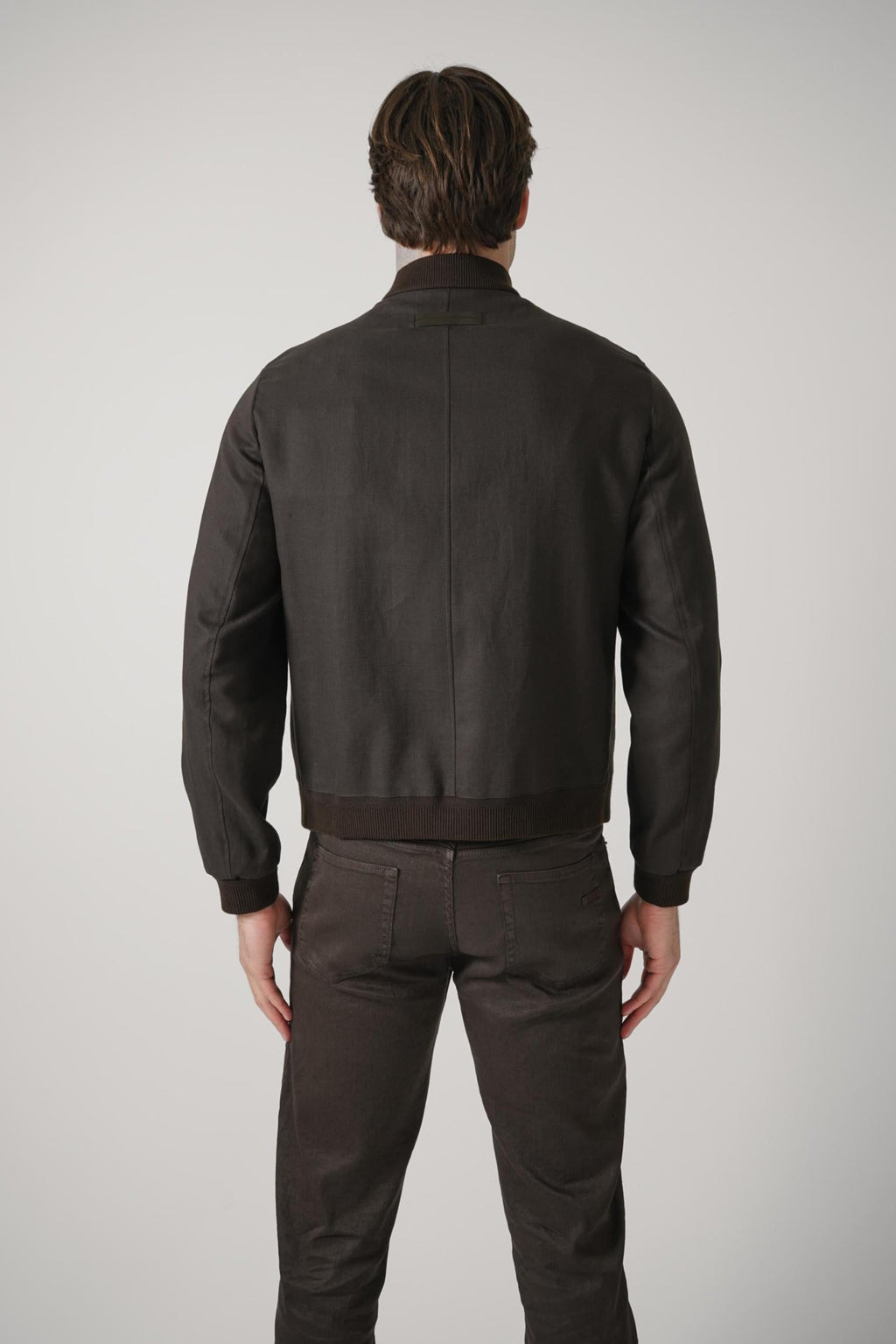 Zegna Oasi Linen Outerwear Jacket Deep Brown